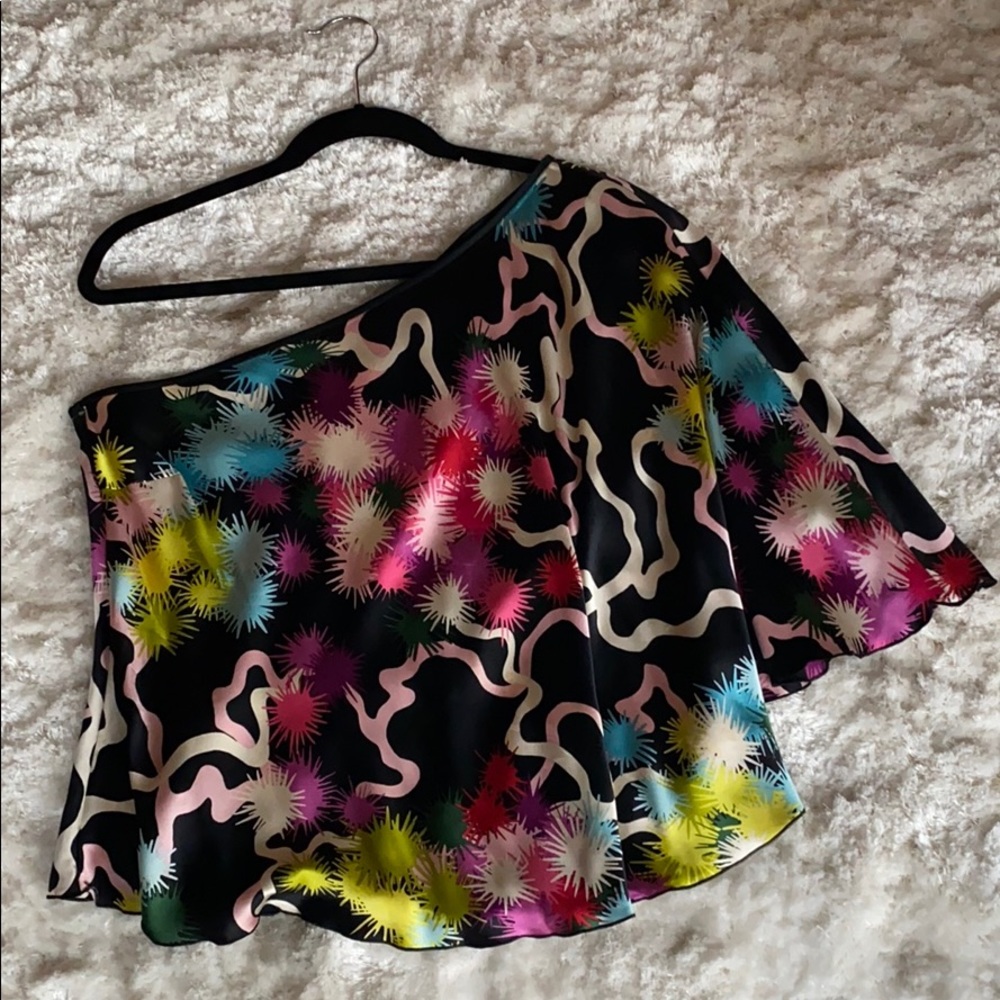 Trina Turk One Shoulder Silk Top M